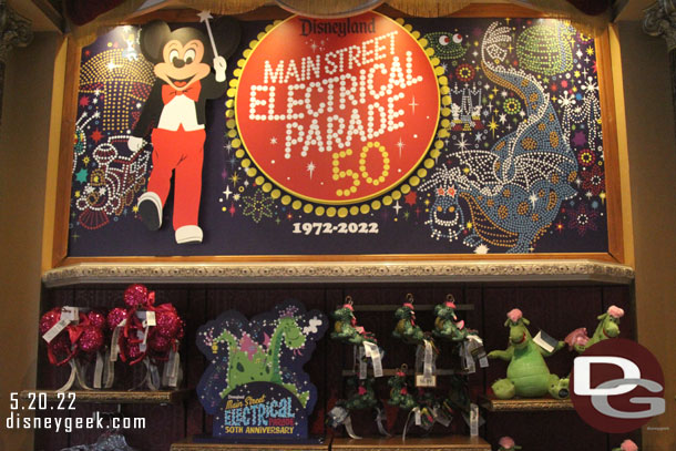 Main Street Electrical Parade 50th anniversary display in the Disney Showcase 