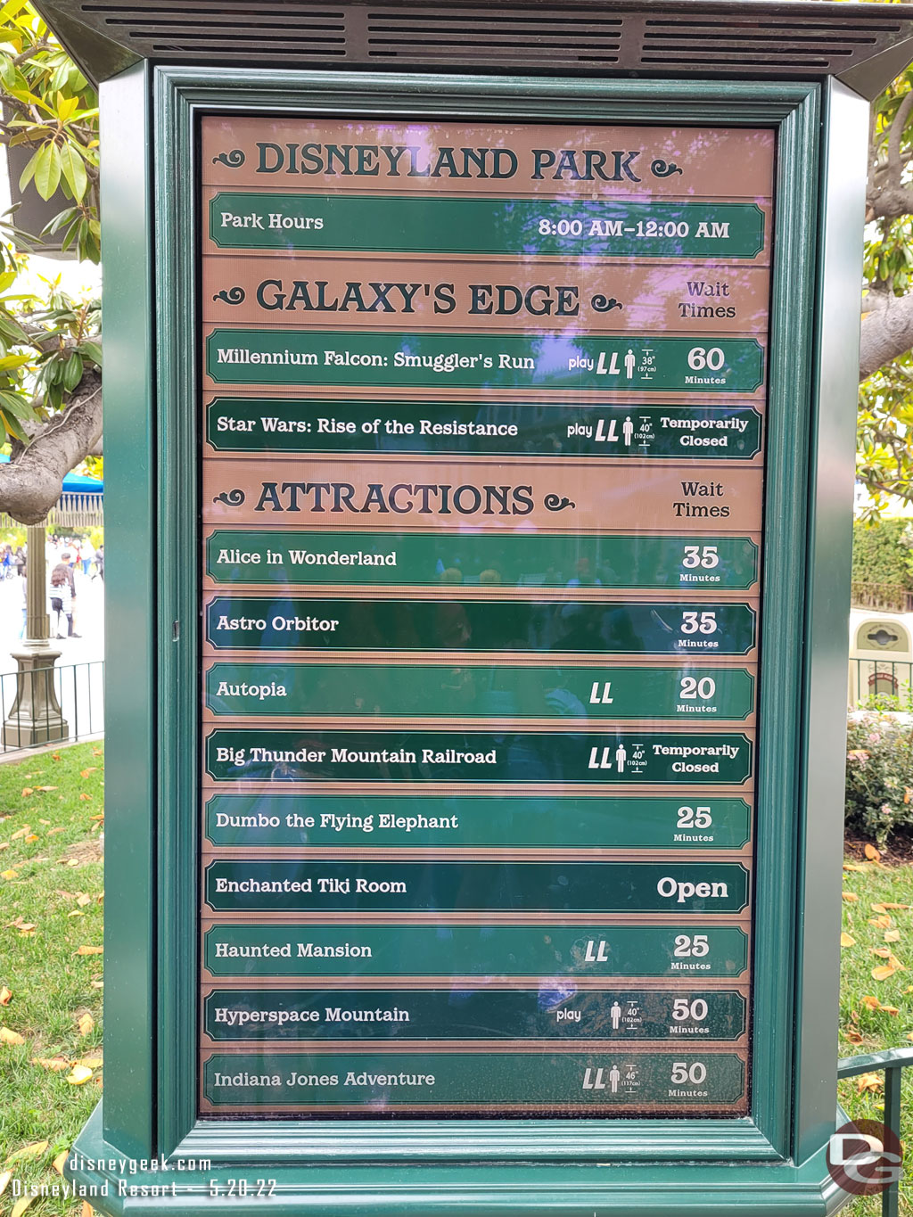 12:14pm - Disneyland Wait Times