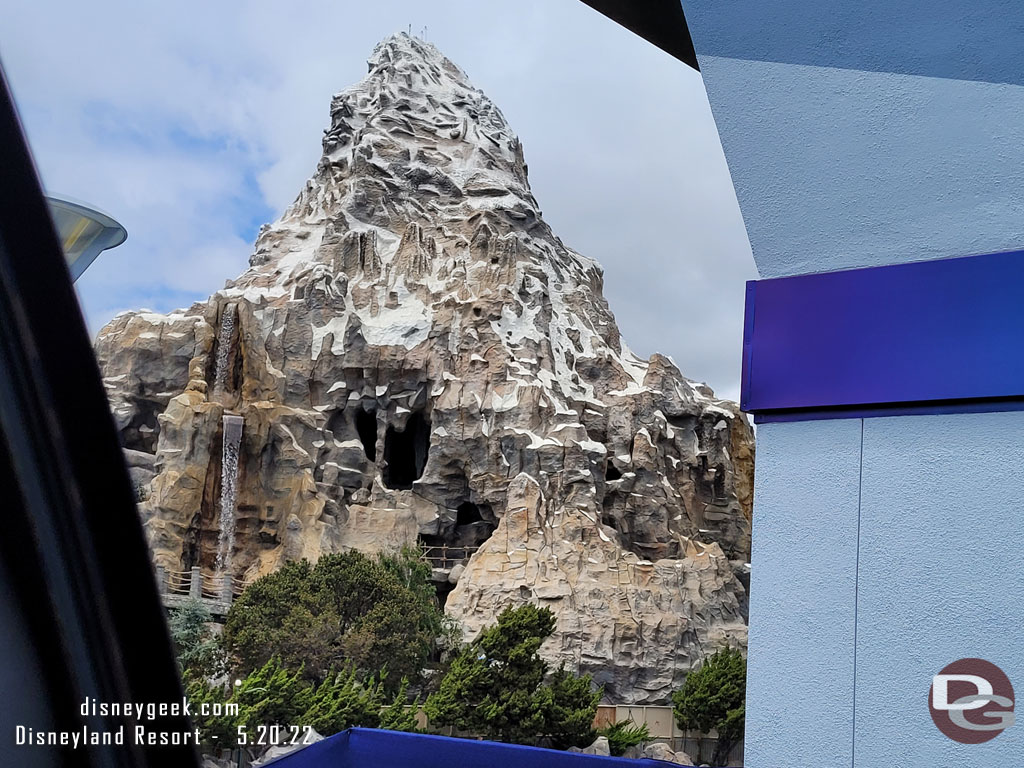 The Matterhorn before arriving back in the Tomorrowland station