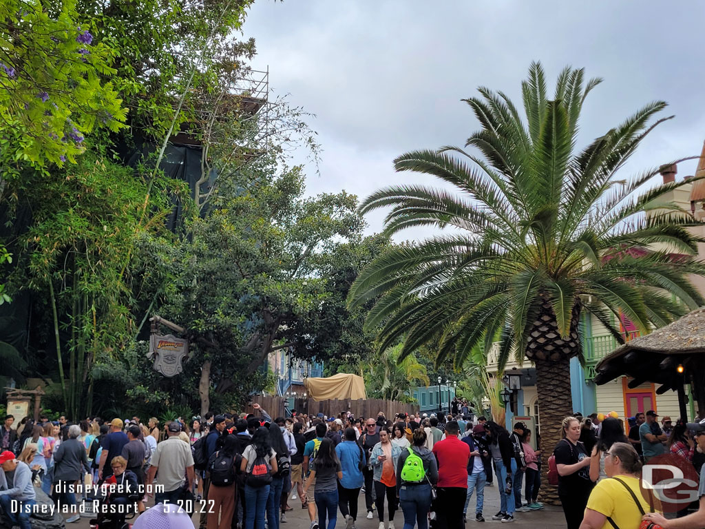 Walking through Adventureland.  Almost all of the former entrance and bridge for the treehouse has been removed.