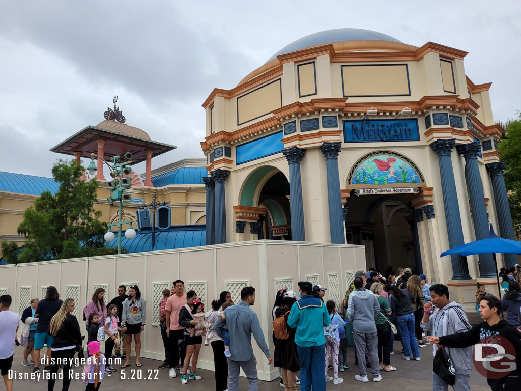 The queue for Little Mermaid spilled out and around the construction wall.