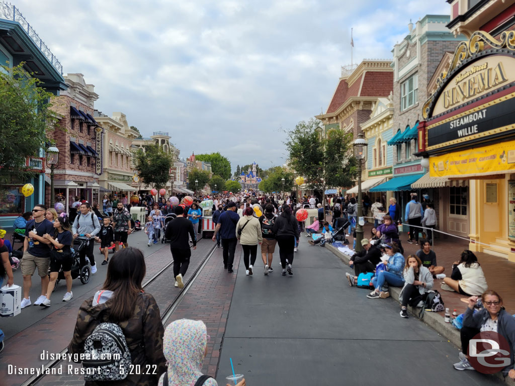 6:37pm - All curb seating is gone for the 8:45pm Main Street Electrical Parade