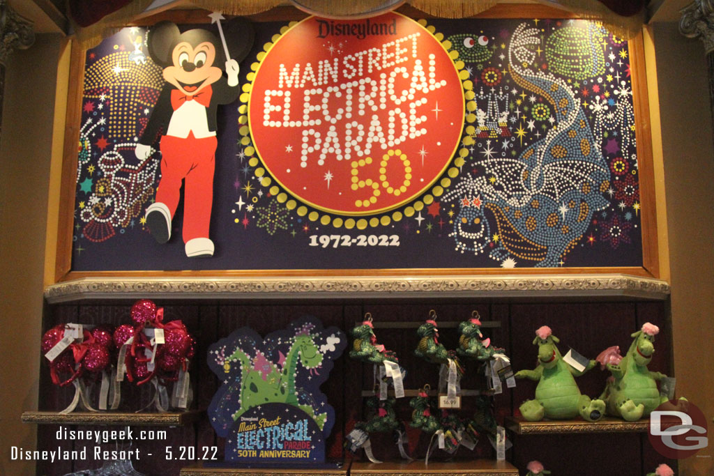 Main Street Electrical Parade 50th anniversary display in the Disney Showcase 