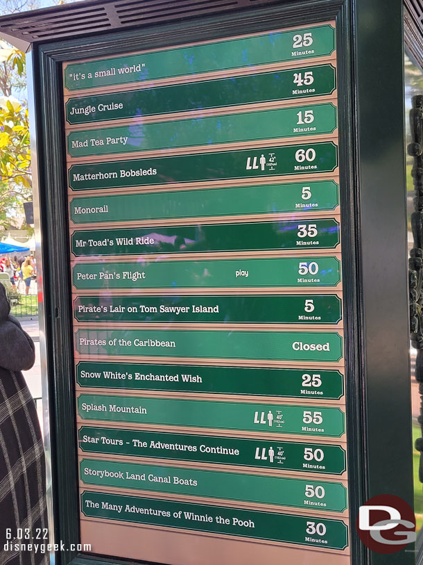 Disneyland wait times at 1:45pm 