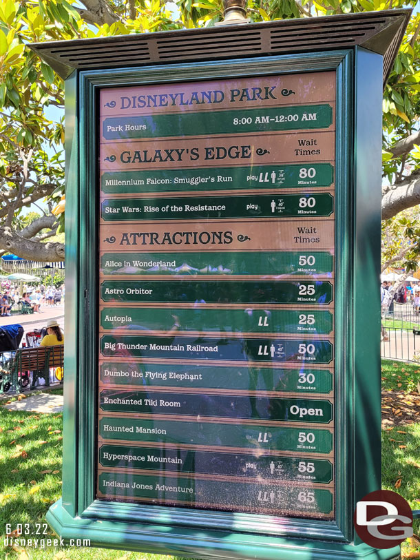 More Disneyland wait times at 1:45pm 