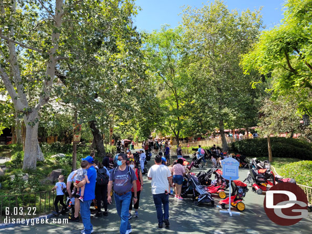 The line for the train stretched all the way down to here this afternoon.