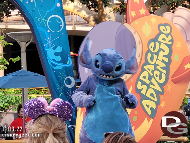 Stitch is first up to show some dance moves