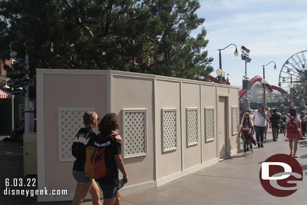 A better view of the renovation walls near the Wharf.