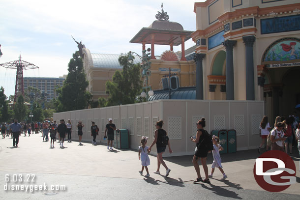 The walls nearest the Little Mermaid entrance are still up.