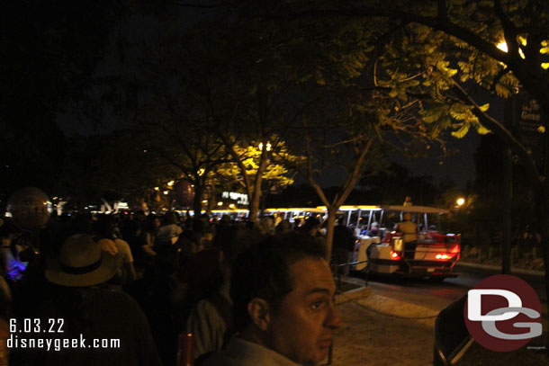 9:54pm - Working my way through the tram queue.