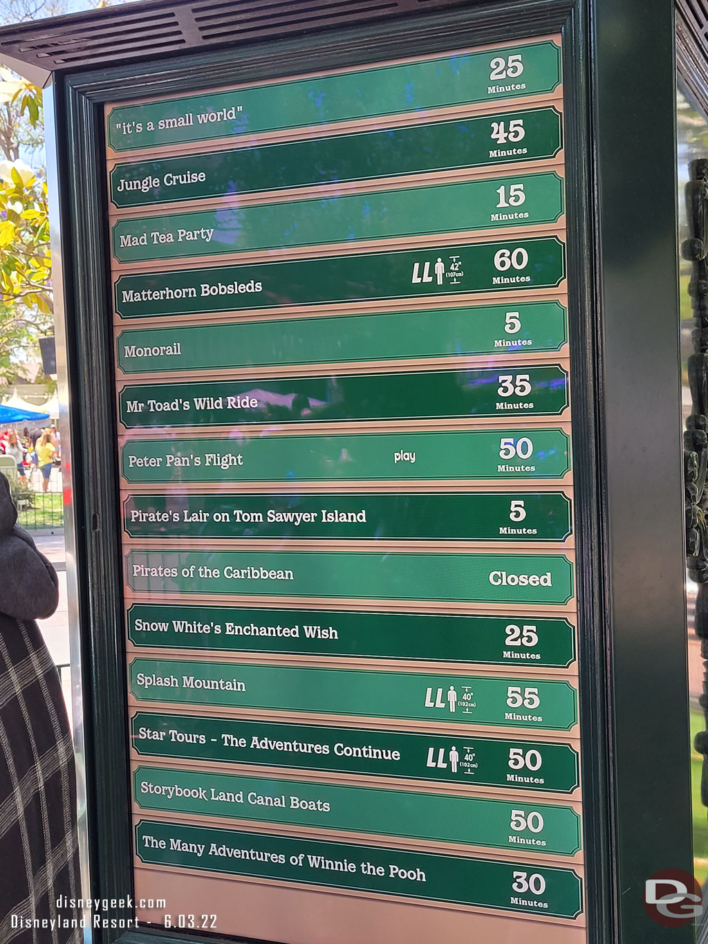 Disneyland wait times at 1:45pm 