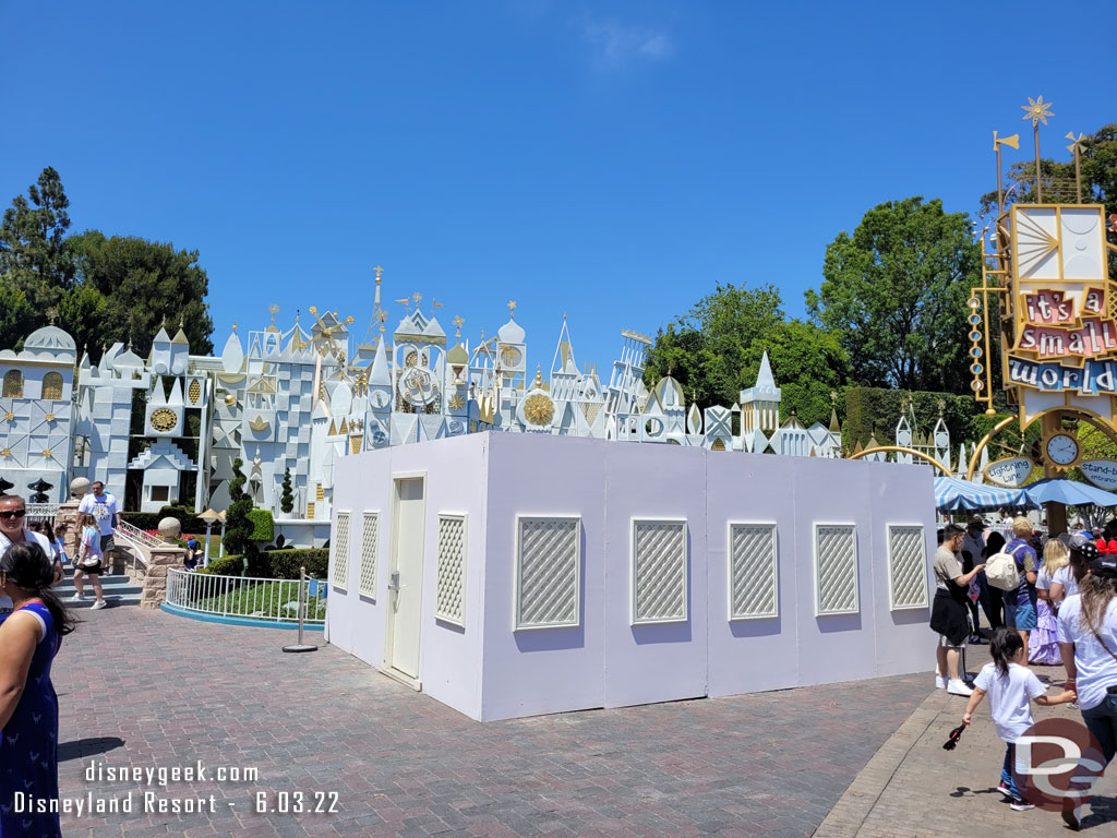 Some work in front of small world is underway.  The attraction is still open.