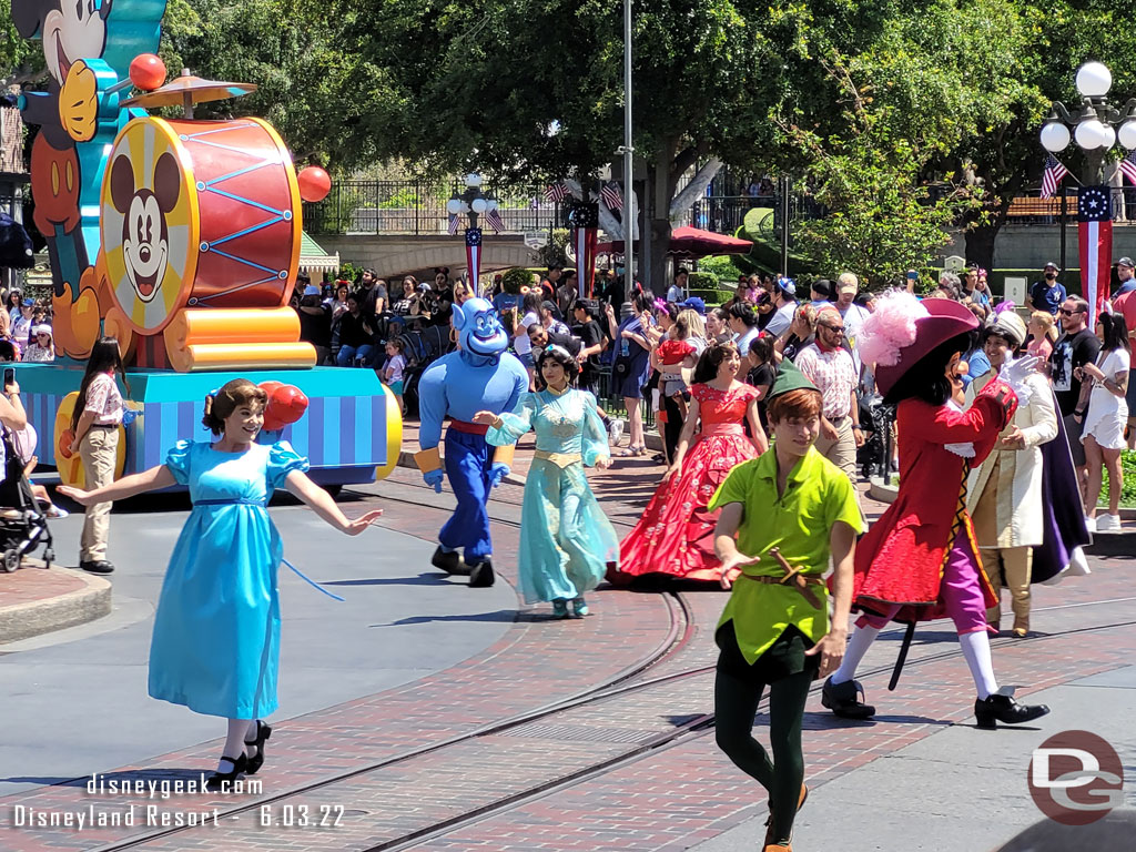 Mickey and Friends Cavalcade passing by.