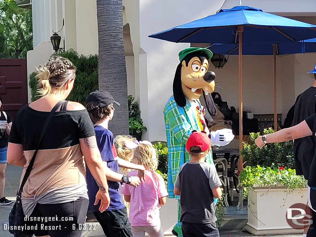 Goofy out greeting guests 