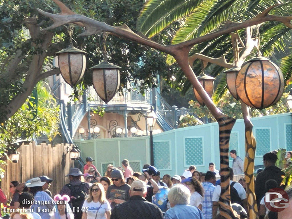 You can now see clear through to Pirates.  The walls around the former Tarzan Treehouse entrance are gone.