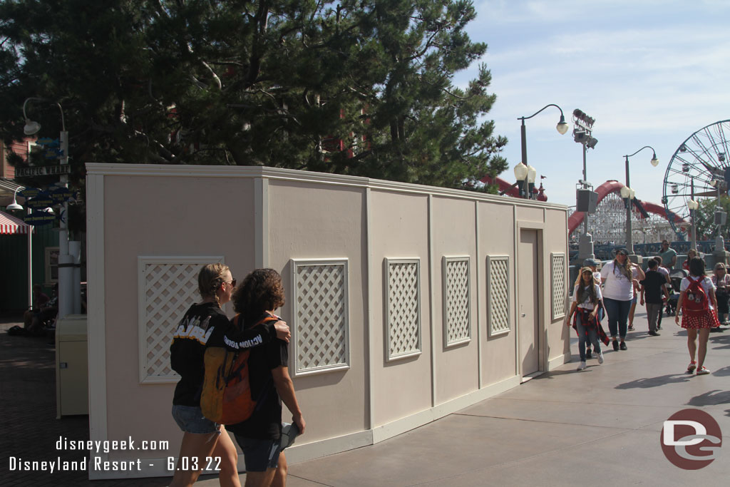 A better view of the renovation walls near the Wharf.