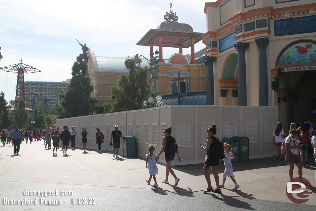 The walls nearest the Little Mermaid entrance are still up.