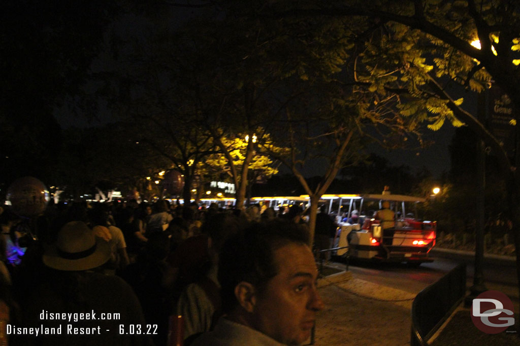 9:54pm - Working my way through the tram queue.