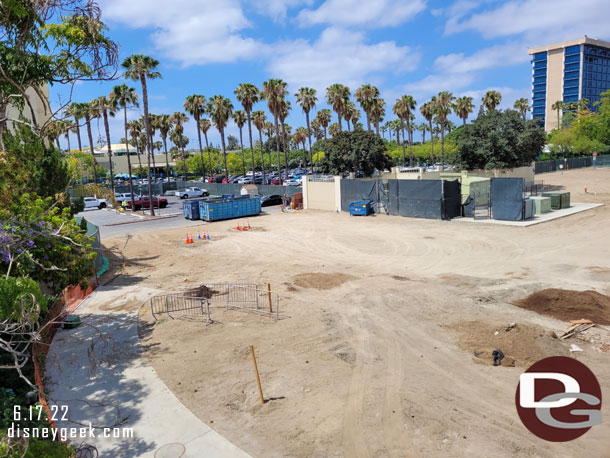 Not a lot of visible progress on the west side construction project.  Some dirt mounds, a dumpster and some markers.