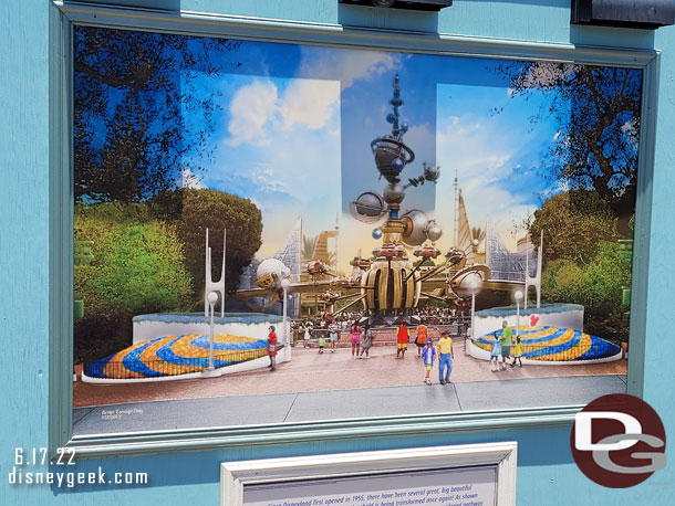 Concept art on the wall of what they area was planned to look like.