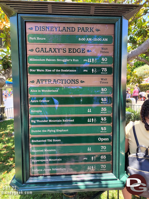 1:06pm - Disneyland wait times