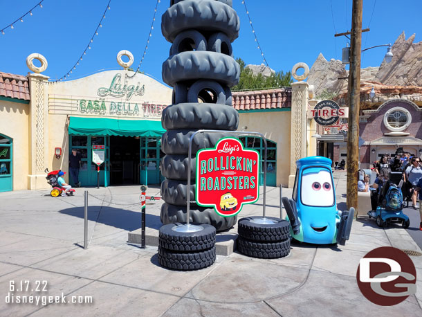 Guido has arrived in front of Luigis as part of the Cars Land 10th anniversary celebration.