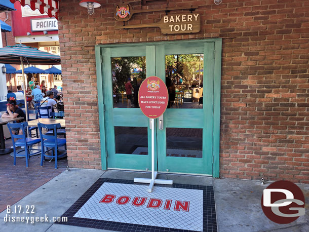 5:41pm - The bakery tour is closed for the day already