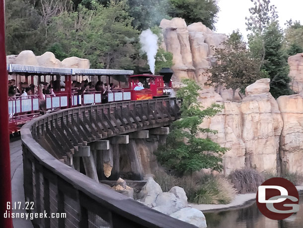 Taking a grand circle tour aboard the Disneyland Railroad.