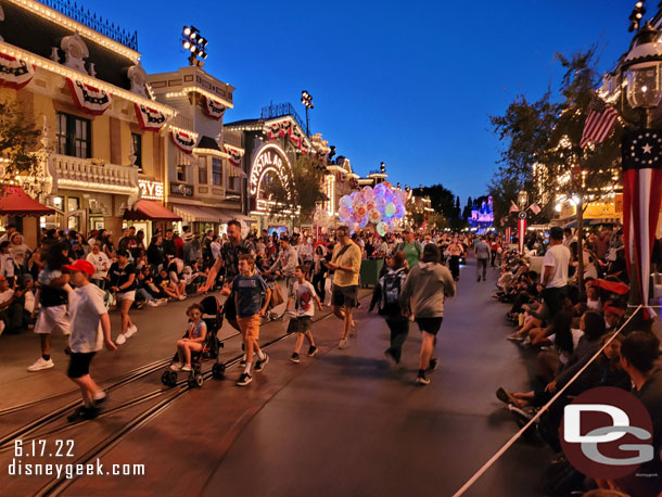 8:36pm - Found a spot for the Main Street Electrical Parade. 