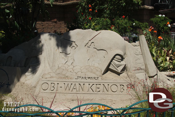 The sand sculpture for Obi-Wan Kenobi is still on display.