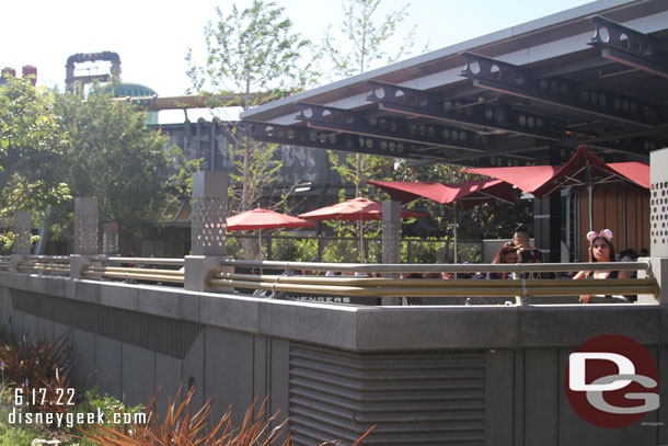 The front section of each dining area is still blocked off with no real signs of progress.  I saw there were permits for umbrella installation.