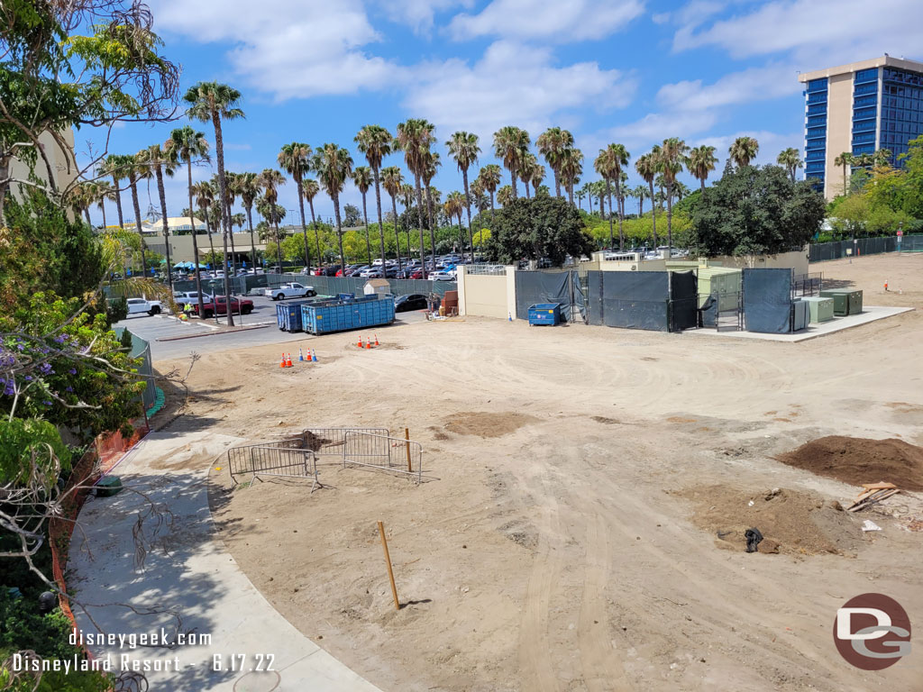 Not a lot of visible progress on the west side construction project.  Some dirt mounds, a dumpster and some markers.