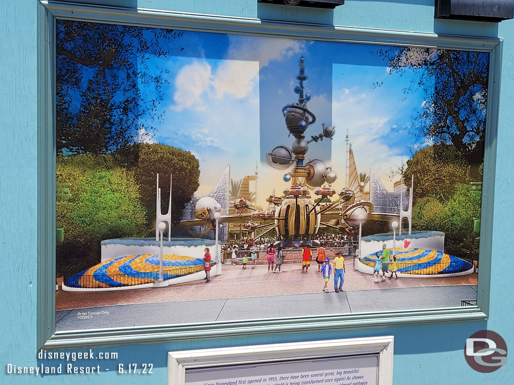 Concept art on the wall of what they area was planned to look like.