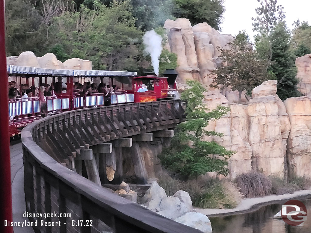 Taking a grand circle tour aboard the Disneyland Railroad.