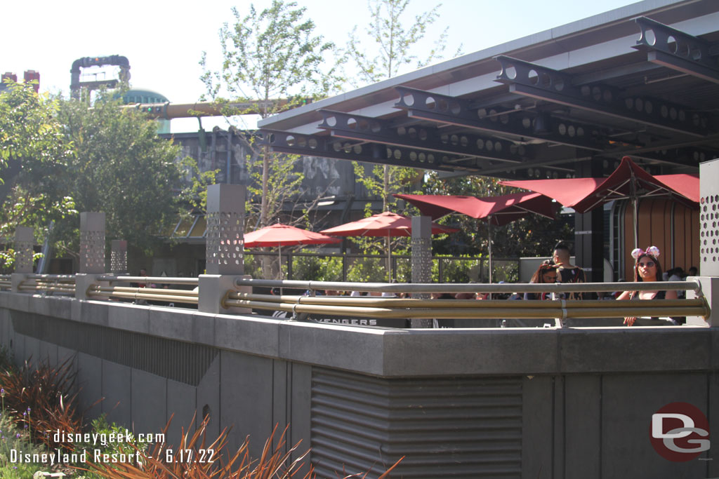 The front section of each dining area is still blocked off with no real signs of progress.  I saw there were permits for umbrella installation.