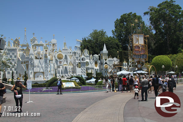 The walls that were up near it's a small world are gone.  No real sign of what was being worked on. 