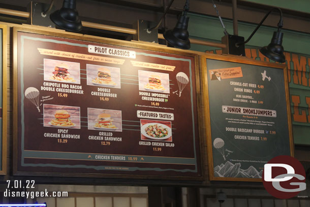 The menu at Smokejumpers Grill has changed.  There is no longer a single burger it is now a double.  