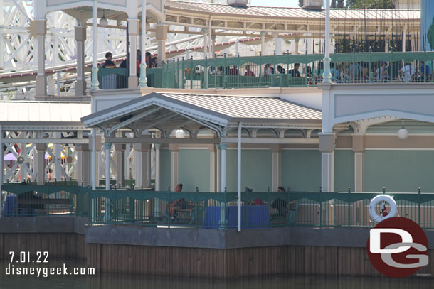 Looks to be several tables covered with blue cloth under the swings. I did not venture out that way this visit.  