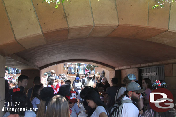 3:25pm - 13 minutes into the wait entering the regular queue space.