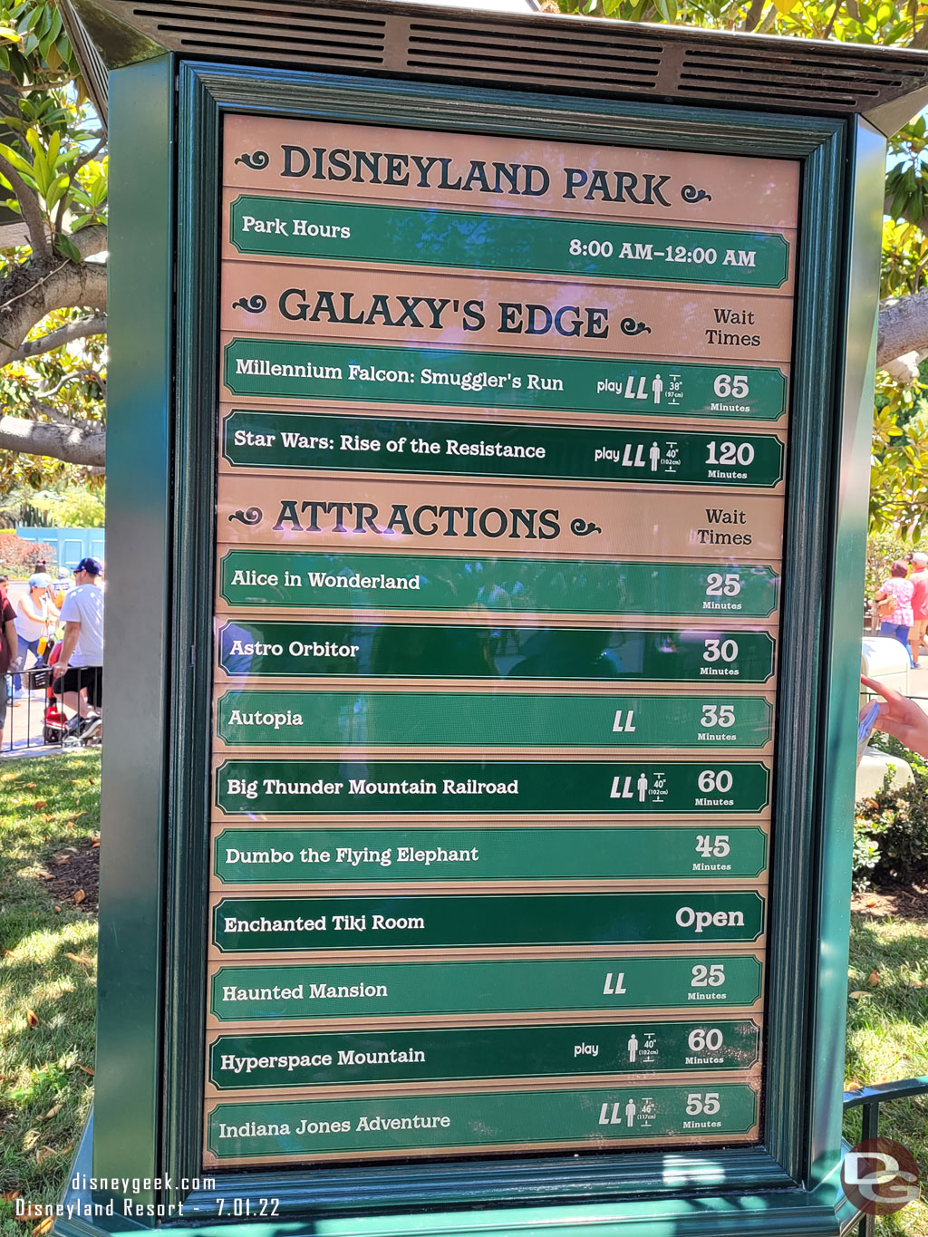 12:18pm - Disneyland Wait times