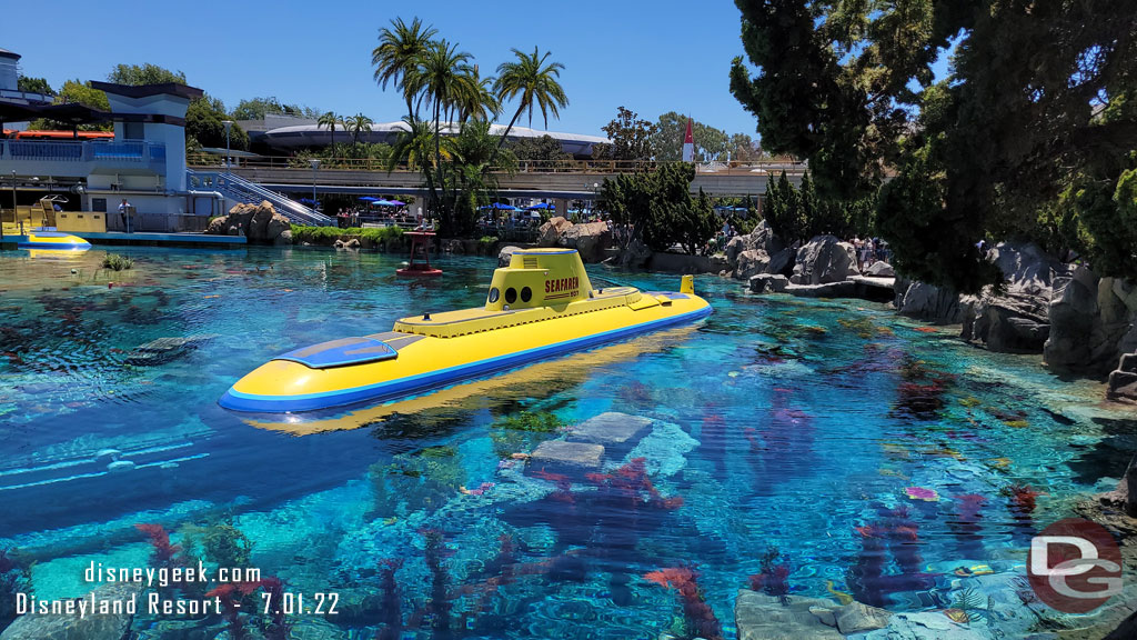 Finding Nemo Submarine Voyage will return on July 25th.  Today subs were cruising the lagoon and most of the walls are removed.