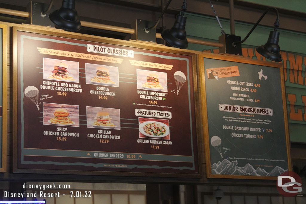 The menu at Smokejumpers Grill has changed.  There is no longer a single burger it is now a double.  