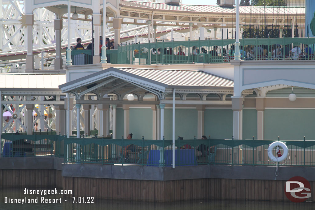 Looks to be several tables covered with blue cloth under the swings. I did not venture out that way this visit.  