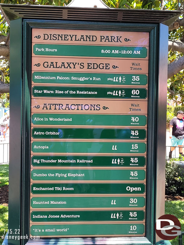 12:54pm - Disneyland Wait Times