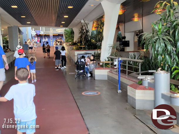 Some graphics on the ground to mark the queue on the right.  The left is for Space Mountain.