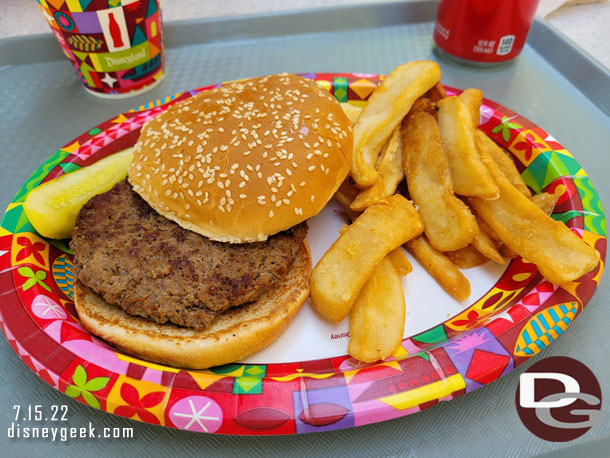 I went with a burger and fries.