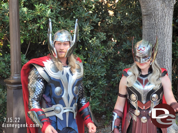 Thor and Mighty Thor were interacting with guests. No queue, just free form.