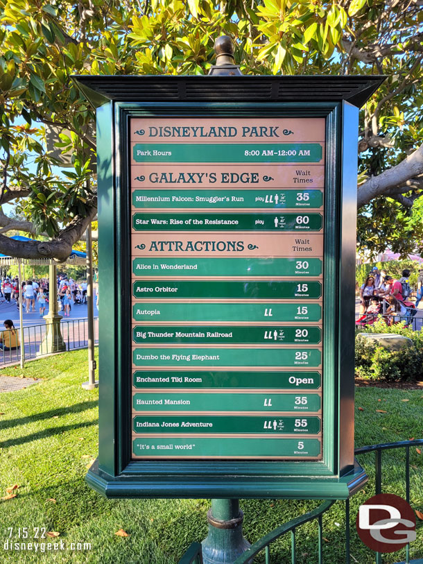 6:43pm - Disneyland Wait Times