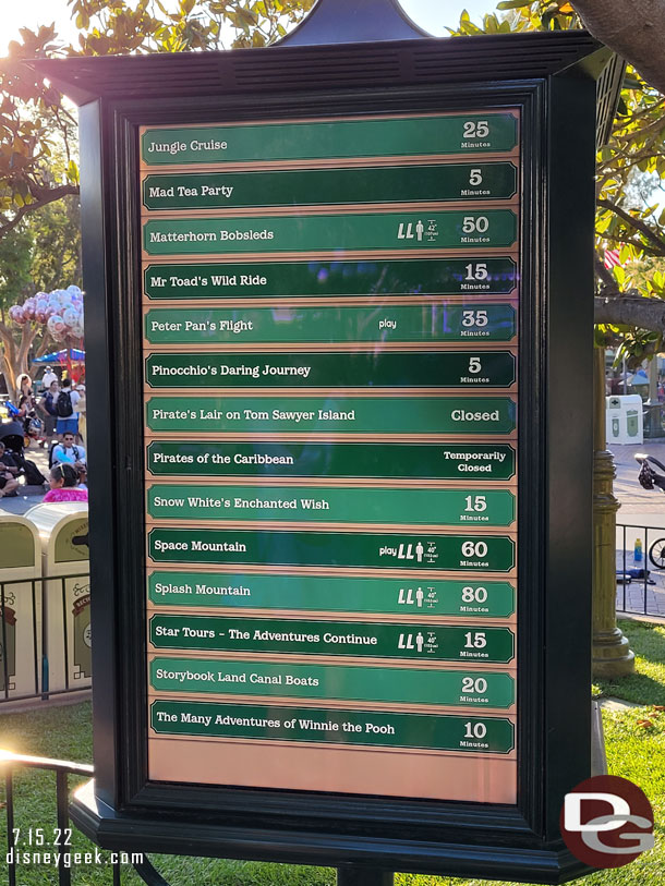 6:43pm - Disneyland Wait Times