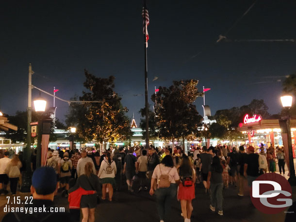 9:34pm - The set wraps up just in time to put you in the middle of the World of Color exit crowd.